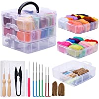 Ekalee Kit de fieltro punzonado- 24 colores- fieltro de lana- juego completo de fieltro punzonado con herramientas…